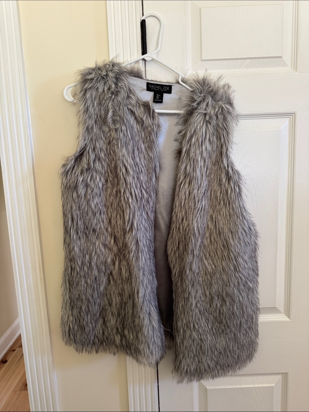 Rachel Zoe Grey Faux Fur Open-Front Vest